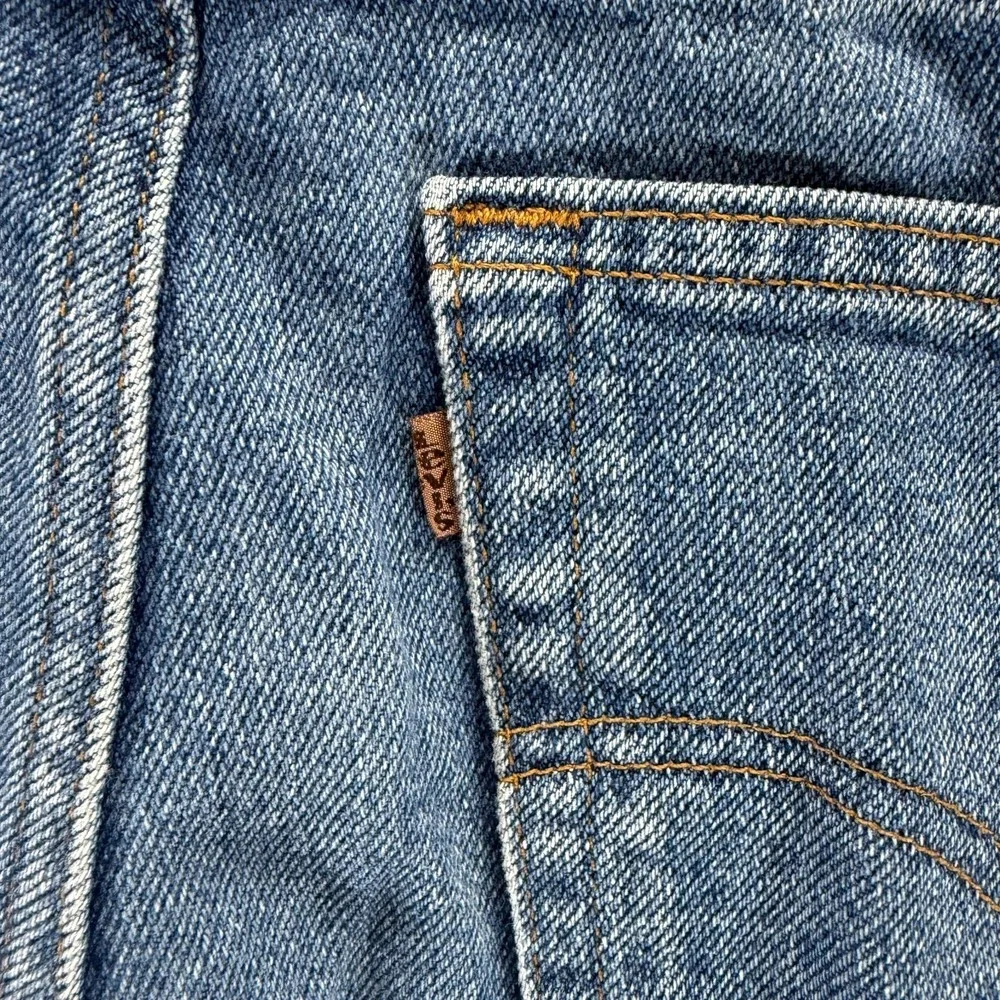 VTG Levi's 540 Flex Brown Tab Jeans Mens 38x29 Blue Denim Straight Workwear USA